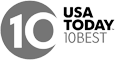 The image shows a logo with "10" inside a circle and "USA TODAY 10BEST" written beside it.