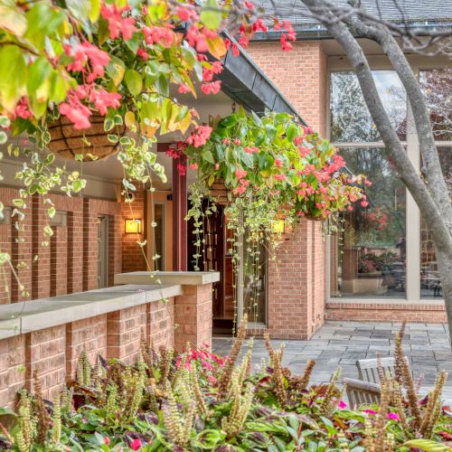 A cozy garden with a wooden fence, potted plants, and a small gate along a stone path. Top it at 140 characters, always ending the sentence.