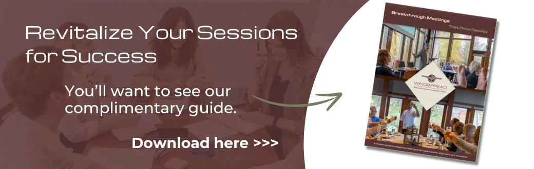 An ad says “Revitalize Your Sessions for Success,” offering a “Download here” complimentary guide with a meeting photo, ending.
